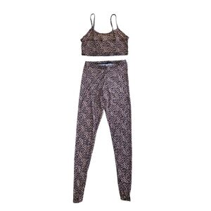 Just Sexy Lingerie Brown Sheer Leopard Print Crop Top and Pantss Set M